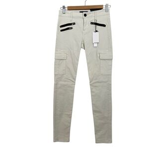 Sanctuary Civilian white cargo jeans NWT low rise skinny stretchy denim SIZE 24